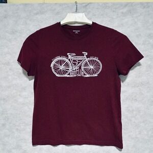 Banana Republic Maroon Graphic Bike Club Short Sleeve Tee